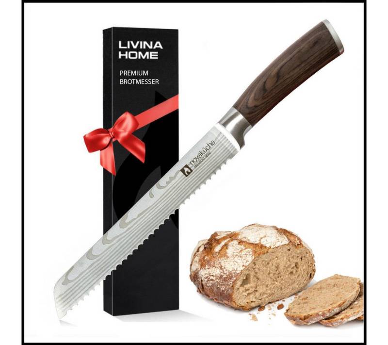 LIVINA HOME Brotmesser Brot Messer mit Wellenschliff, mit extrem scharfer Klinge, Küchenmesser, Klingenlänge 20 cm, Sommer Angebot! von LIVINA HOME