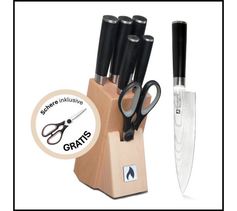 LIVINA HOME Messer-Set 7-teiliges Messerset mit Messerblock, Block mit Küchenmesser (6-tlg), als 6er-Set erhältlich, inkl. Geschenkbox, Sommer Angebot! von LIVINA HOME