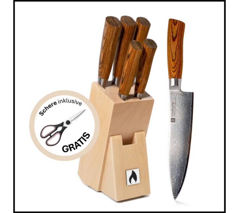 LIVINA HOME Messer-Set Set Kochmesser, 67-Damaststahl Messerset - 6-tlg. Küchenmesser Set (6-tlg., wahlweise als 5er oder 6er-Set erhältlich), Damastmesser Japanischer Art, Geschenkbox, Sommer Angebot! von LIVINA HOME