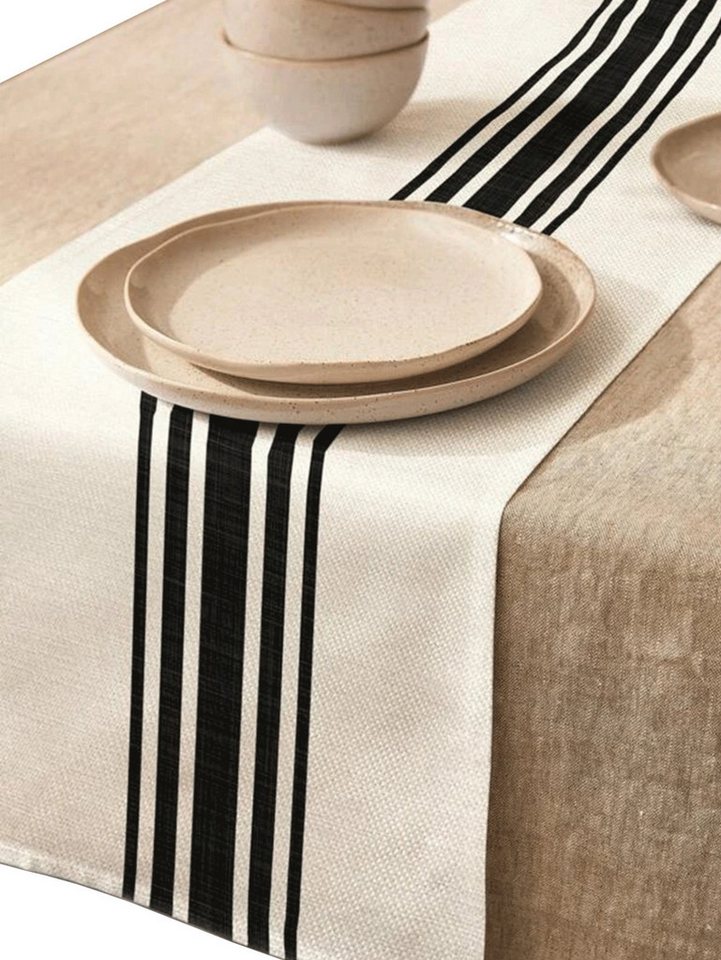 LIVINA HOME Tischläufer Premium Tischdecke abwaschbar, Tischband, moderne Leinenoptik Decke, Tischtuch, Juteband, Gartentischdecke, Tafeltuch von LIVINA HOME