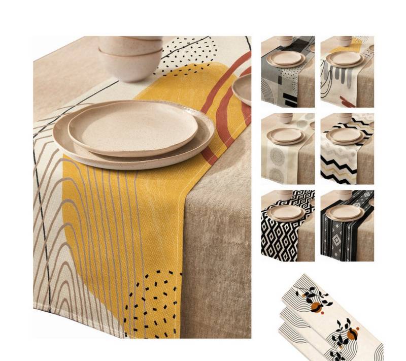LIVINA HOME Tischläufer Premium Tischdecke abwaschbar, Tischband, moderne Leinenoptik Decke, Tischtuch, Juteband, Gartentischdecke, Tafeltuch von LIVINA HOME