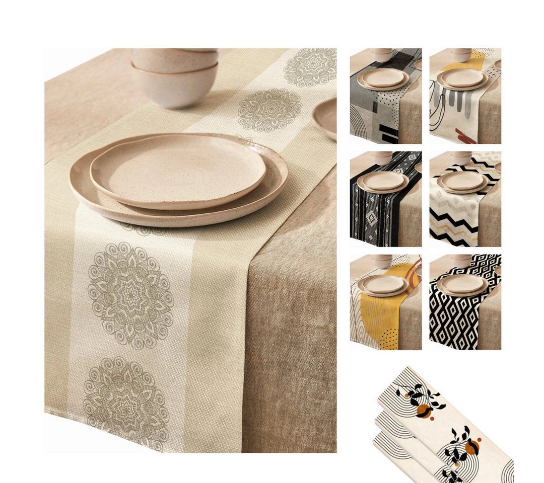 LIVINA HOME Tischläufer Premium Tischdecke abwaschbar, Tischband, moderne Leinenoptik Decke, Tischtuch, Juteband, Gartentischdecke, Tafeltuch von LIVINA HOME