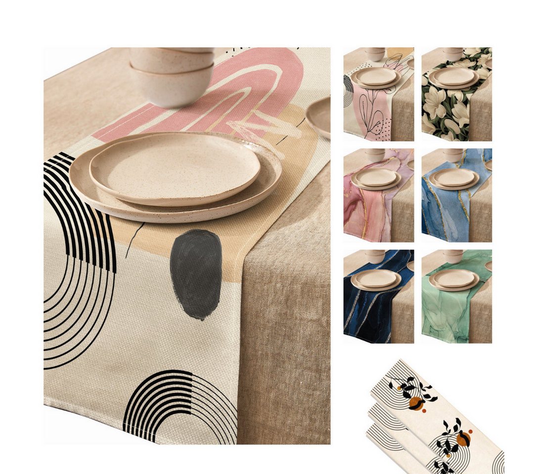 LIVINA HOME Tischläufer Premium Tischdecke abwaschbar, Tischband, moderne Leinenoptik Decke, Tischtuch, Juteband, Gartentischdecke, Tafeltuch von LIVINA HOME