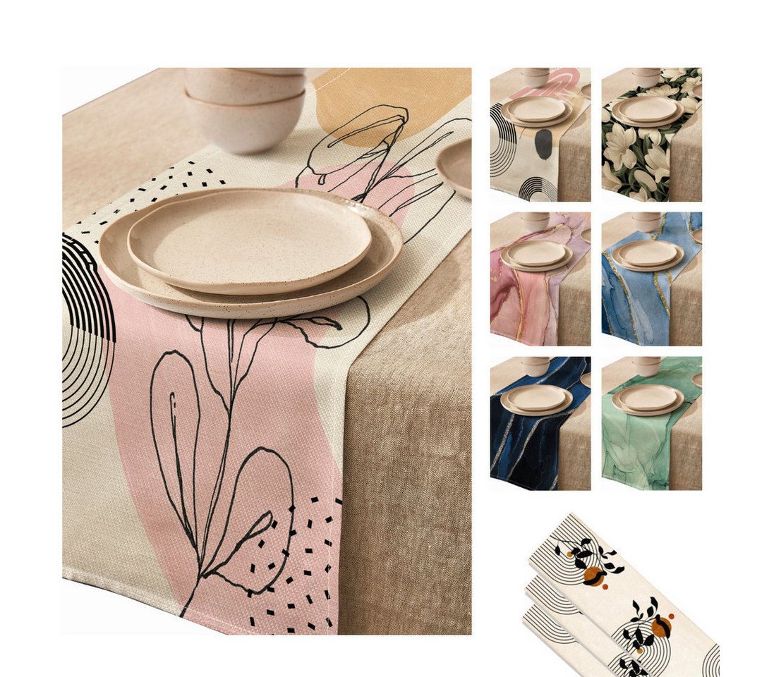 LIVINA HOME Tischläufer Premium Tischdecke abwaschbar, Tischband, moderne Leinenoptik Decke, Tischtuch, Juteband, Gartentischdecke, Tafeltuch von LIVINA HOME