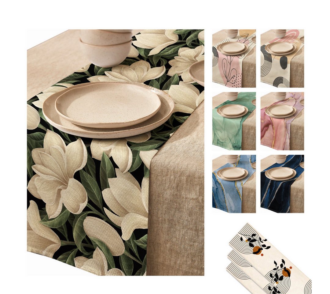 LIVINA HOME Tischläufer Premium Tischdecke abwaschbar, Tischband, moderne Leinenoptik Decke, Tischtuch, Juteband, Gartentischdecke, Tafeltuch von LIVINA HOME