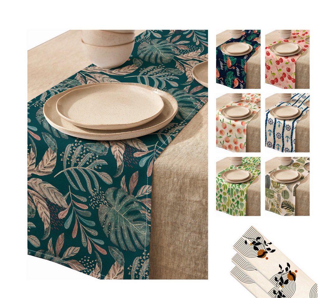 LIVINA HOME Tischläufer Premium Tischdecke abwaschbar, Tischband, moderne Leinenoptik Decke, Tischtuch, Juteband, Gartentischdecke, Tafeltuch von LIVINA HOME