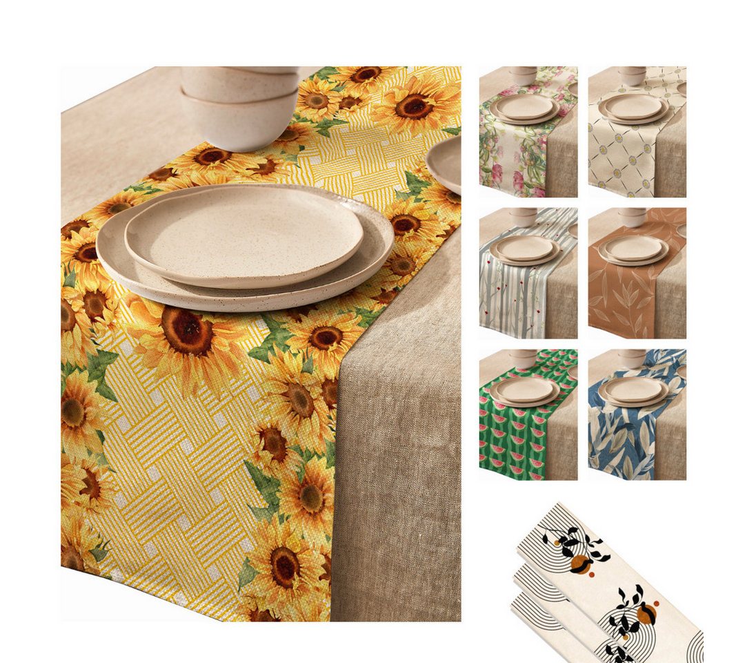 LIVINA HOME Tischläufer Premium Tischdecke abwaschbar, Tischband, moderne Leinenoptik Decke, Tischtuch, Juteband, Gartentischdecke, Tafeltuch von LIVINA HOME