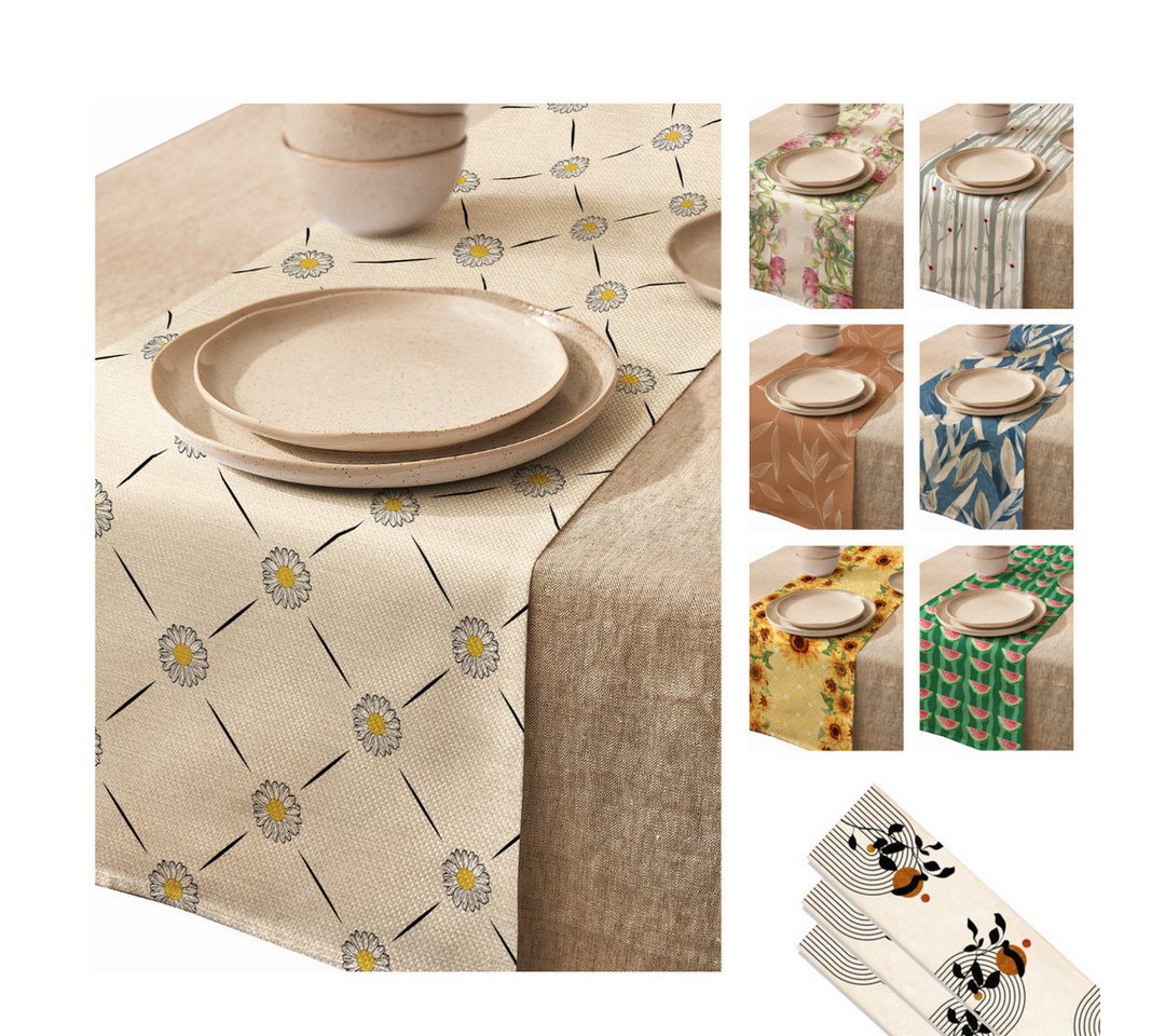 LIVINA HOME Tischläufer Premium Tischdecke abwaschbar, Tischband, moderne Leinenoptik Decke, Tischtuch, Juteband, Gartentischdecke, Tafeltuch von LIVINA HOME