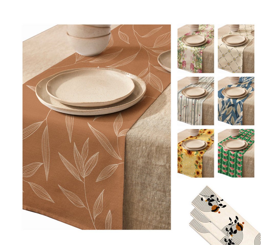 LIVINA HOME Tischläufer Premium Tischdecke abwaschbar, Tischband, moderne Leinenoptik Decke, Tischtuch, Juteband, Gartentischdecke, Tafeltuch von LIVINA HOME
