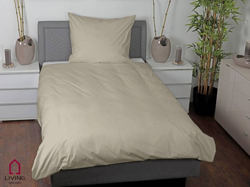 Bettwäsche Living Dreams Mako-Satin Bettwäsche 251019976-700, taupe, LIVING DREAMS, Mako - Satin, 2 teilig, mit Reißverschluss von LIVING DREAMS