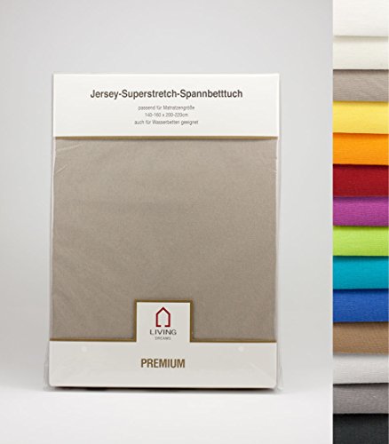 LIVING DREAMS "Premium Spannbettücher Feinjersey mit Elasthan 140-160 cm x 200 cm anthrazit LIVING DREAMS "Premium Spannbettücher Feinjersey mit Elasthan 140-160 cm x 200 cm anthrazit von LIVING DREAMS
