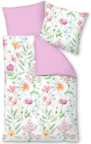 LIVING DREAMS Wende-Bettwäsche Flower Sofia 135 cm x 200 cm pink-bunt von LIVING DREAMS