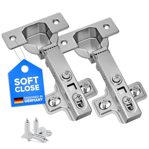 LIVING-TEC ® Scharnier mit Softclose in Standardgröße 2er Set | Türscharniere mit Gasdruckfeder | Schrankscharnier mit 105° Öffnungswinkel | Topfscharnier ø 35 mm (2 Stück/Eckanschlag) von LIVING-TEC