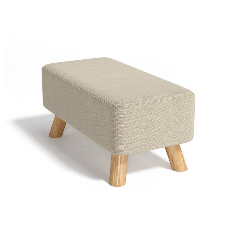 LIVINGANDHOME Fußhocker Rechteckiger Polsterhocker mit abgerundeter Tofu-Form (1 St), mit massiven Eichenholzbeinen, 57×28×25.7cm von LIVINGANDHOME