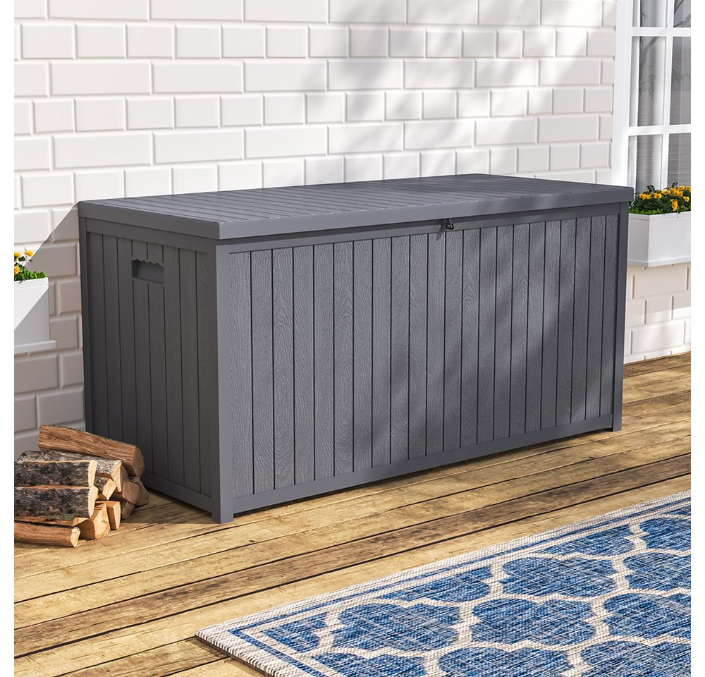 LIVINGANDHOME Gartenbox Abschließbare wasserdichte Gartenbox aus Kunststoff mit Deckel (1 St), Deckel mit Hebefunktion, integrierte Griffe und Rollen von LIVINGANDHOME