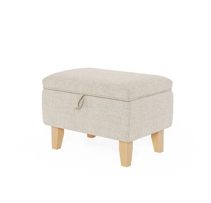 LIVINGANDHOME Fußhocker 2-in-1-Design-Aufbewahrungshocker mit Holzbeine (1 St), mit gepolstertem Kissen und solidem Gummiholz von LIVINGANDHOME