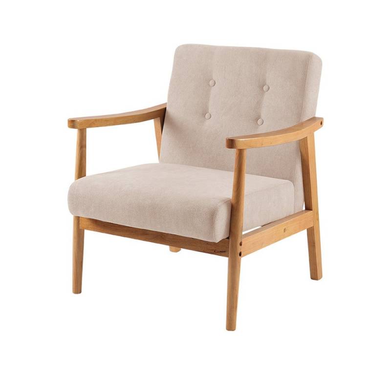 LIVINGANDHOME Relaxsessel mit klaren Linien, klassischem Stoffbezug und elegantem Holzrahmen (1-St), mit bequem gepolsterten Armlehnen von LIVINGANDHOME