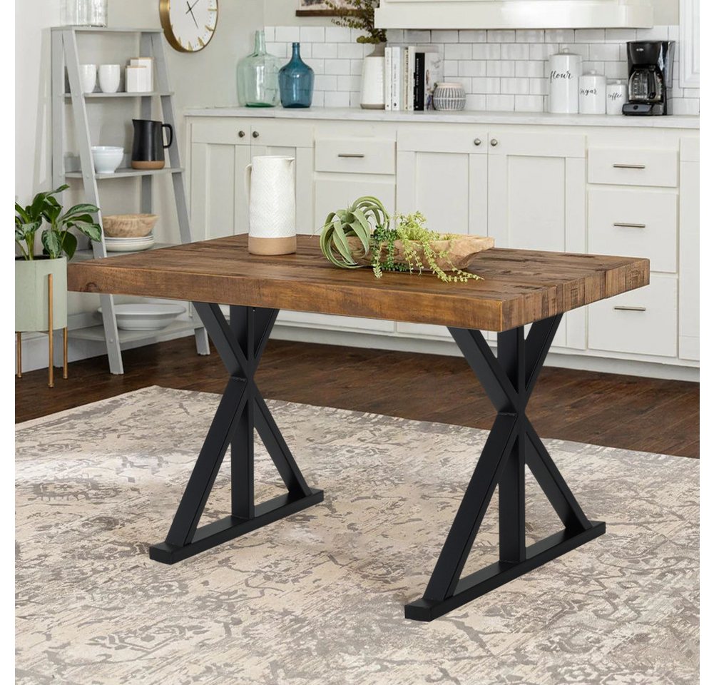 LIVINGANDHOME Tischbein 2er-Set Sanduhr-förmige Tischbeine aus Metall, mit Kunststoffpads, einfach zu montieren, 60×70cm, schwarz von LIVINGANDHOME