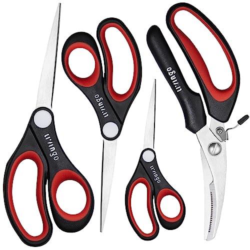 LIVINGO Allzweck Scheren Set - 4er Pack Scharfe und Robuste Scheren für Küche, Näh & Stoffschneiden, Geflügel, Papier, Basteln, Büro, Haushalt, Schule LIVINGO Allzweck Scheren Set - 4er Pack Scharfe und Robuste Scheren für Küche, Näh & Stoffschneiden, Geflügel, Papier, Basteln, Büro, Haushalt, Schule von LIVINGO