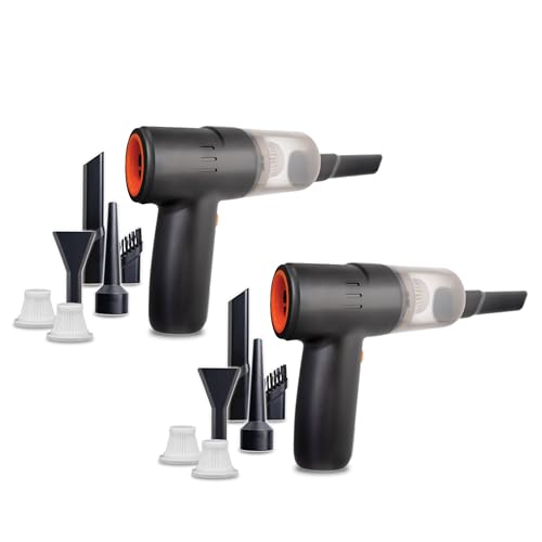 LIVINGTON PocketVac - Doppelpack - Akku Handstaubsauger mit Gebläse - kabelloser Auto-Staubsauger inkl. Aufsätze, USB-C Kabel, Aufbewahrungstasche & Filter von LIVINGTON