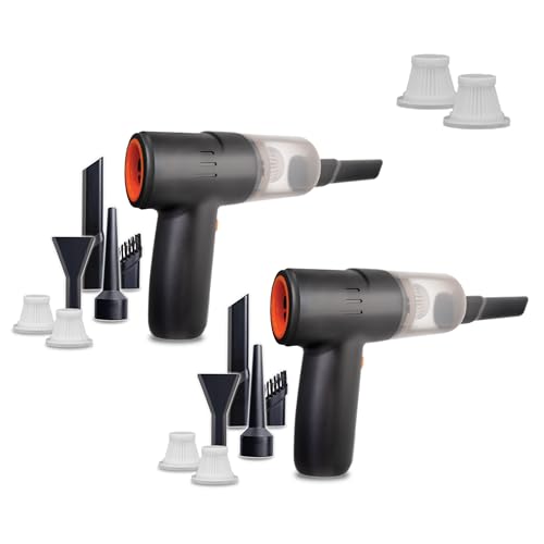 LIVINGTON PocketVac inkl. Ersatzfilter - Akku Handstaubsauger mit Gebläse - kabelloser Auto-Staubsauger - inkl. Aufsätze, USB-C Kabel, Aufbewahrungstasche & Filter von LIVINGTON