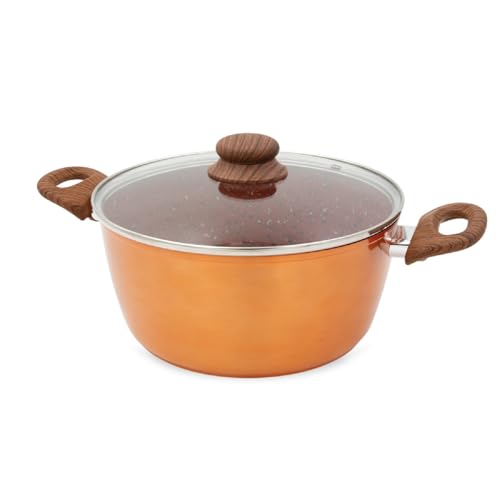 Livington Copper & Stone Pot | 4 Liter Kochtopf | Topfset inkl. Deckel 24cm | Antihaftbeschichtung | Granitoptik | innere Steinbeschichtung für perfekte Hitzeverteilung | geeignet für alle Herdarten von LIVINGTON