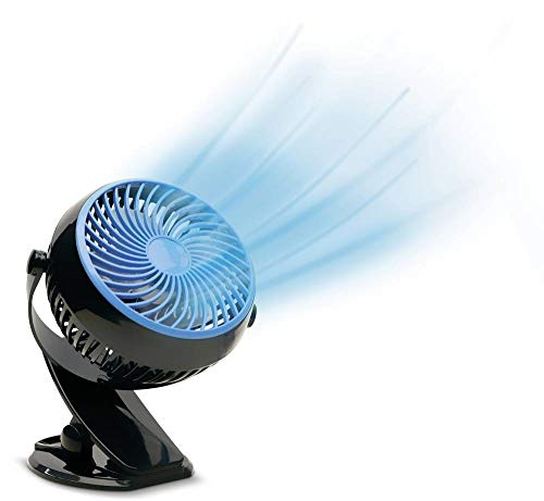 LIVINGTON Go Fan – mobiler Mini Ventilator mit Akku – kraftvoller USB Ventilator mit 6h Laufzeit – flexibler Tischventilator zum Aufstellen oder Klemmen – schwarz von LIVINGTON