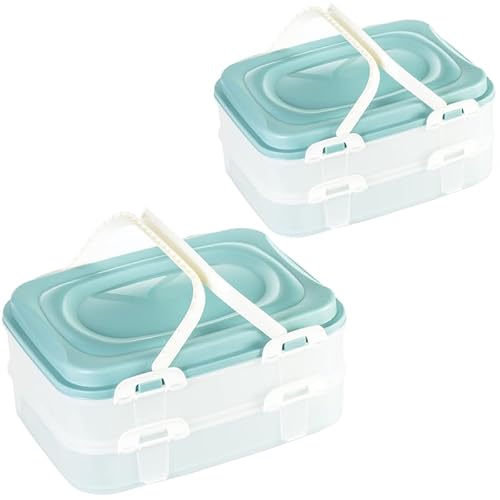 LIVINJA Kuchen Transportbox & Cupcake/Muffin Transportbox - 2er Partycontainer, Kuchenbehälter mit praktischem Hebeeinsatz, Clickverschlüssen & Tragegriffen, 2 Etagen, 40x30x18cm, Made in EU, Grün LIVINJA Kuchen Transportbox & Cupcake/Muffin Transportbox - 2er Partycontainer, Kuchenbehälter mit praktischem Hebeeinsatz, Clickverschlüssen & Tragegriffen, 2 Etagen, 40x30x18cm, Made in EU, Grün von LIVINJA