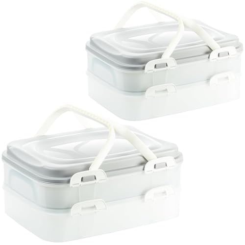 LIVINJA Kuchen Transportbox & Cupcake/Muffin Transportbox - 2er Partycontainer, Kuchenbehälter mit praktischem Hebeeinsatz, Clickverschlüssen & Tragegriffen, 2 Etagen, 40x30x18cm, Made in EU, Grau LIVINJA Kuchen Transportbox & Cupcake/Muffin Transportbox - 2er Partycontainer, Kuchenbehälter mit praktischem Hebeeinsatz, Clickverschlüssen & Tragegriffen, 2 Etagen, 40x30x18cm, Made in EU, Grau von LIVINJA