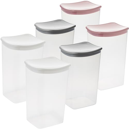 LIVINJA Schüttdosen mit Deckel 2l Vorratsdosen 6-er Set Müsllidosen Luftdicht Transparent Vorratsdose, 100% recyclebar, 20 x 12.5 x 11.5 cm, Made in EU von LIVINJA