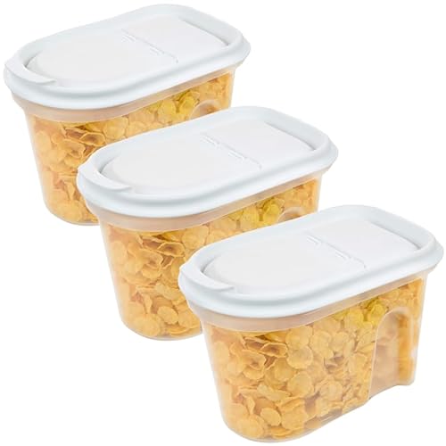 LIVINJA Vorratsdosen 3er Set weiÃŸ 1L, Schüttdosen, transparent mit Klappdeckeln, Müslispender, aus Kunststoff, ideal z.B. für Müsli, Made in Europe, 100% recyclebar von LIVINJA