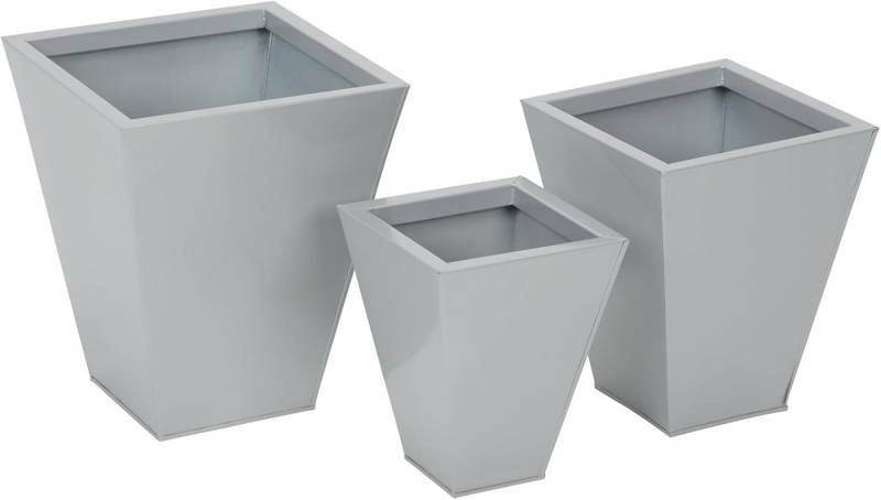 LIVIcom Blumentopf, 3er Set Pflanztopf ohne Abtropfkante Metallic-silver von LIVIcom