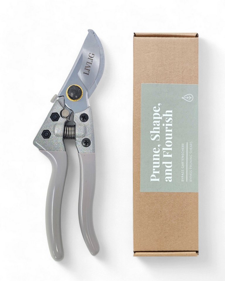 LIVLIG Gartenschere Bypass Gartenschere, Hochwertige Stahl-Klingen, Rosenschere, Bypass für bis zu 20mm Aststärke von LIVLIG