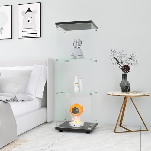 Glasvitrine stehend, Standvitrine in Hartglas, Transparenter Staubdichte Vitrine Schrank, Sammlerschrank mit Türen und Schloss Bar für Wohnzimmer, Schlafzimmer, Büro (3 Lagen + 42x36x125cm, schwarz) Glasvitrine stehend, Standvitrine in Hartglas, Transparenter Staubdichte Vitrine Schrank, Sammlerschrank mit Türen und Schloss Bar für Wohnzimmer, Schlafzimmer, Büro (3 Lagen + 42x36x125cm, schwarz) von LIVLUX