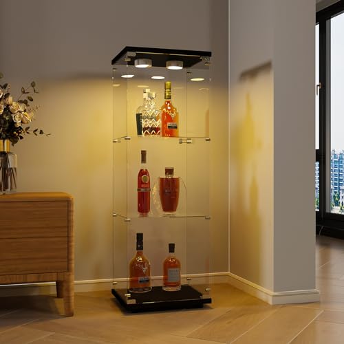 LIVLUX Glasvitrine stehend, Standvitrine in Hartglas, Staubdichte Vitrine Schrank, Sammlerschrank mit Türen und Schloss Bar für Wohnzimmer, Schlafzimmer, Büro (3-lagig + LED + 42x36x125cm, schwarz) LIVLUX Glasvitrine stehend, Standvitrine in Hartglas, Staubdichte Vitrine Schrank, Sammlerschrank mit Türen und Schloss Bar für Wohnzimmer, Schlafzimmer, Büro (3-lagig + LED + 42x36x125cm, schwarz) von LIVLUX