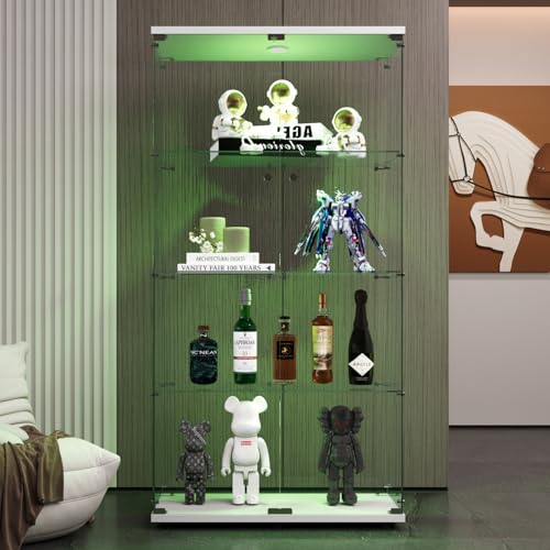 LIVLUX Glasvitrine stehend in Hartglas, Staubdichte Vitrine Schrank, Sammlerschrank mit Türen und Schloss Bar für Wohnzimmer, Schlafzimmer, Büro (4-lagige Doppeltür+LED+80,49x36,49x163,9cm,schwarz) LIVLUX Glasvitrine stehend in Hartglas, Staubdichte Vitrine Schrank, Sammlerschrank mit Türen und Schloss Bar für Wohnzimmer, Schlafzimmer, Büro (4-lagige Doppeltür+LED+80,49x36,49x163,9cm,schwarz) von LIVLUX