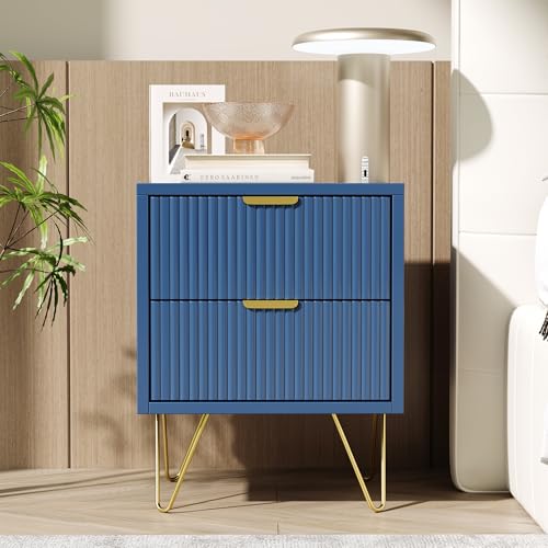 LIVLUX Nachtschrank, Nachtkommode mit Metallfüße (2 Schubladen) von LIVLUX
