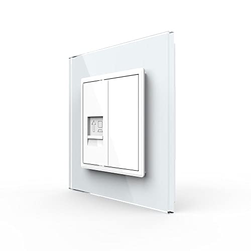 LIVOLO Netzwerkdose Computerdose mit Glasblende VL-C7-1C-11 + VL-C7-SR-11-A Weiß von LIVOLO