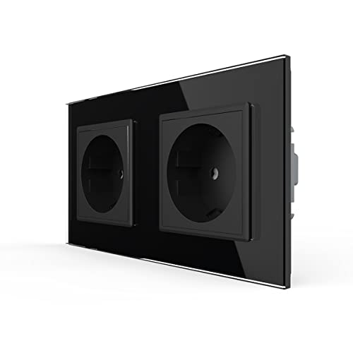 LIVOLO Schwarz Schuko Schutzkontakt Steckdose mit Kindersicherung Panel aus Kristallglas EU Standard 2 Fach Wandsteckdose,VL-C7C2EU-12-A LIVOLO Schwarz Schuko Schutzkontakt Steckdose mit Kindersicherung Panel aus Kristallglas EU Standard 2 Fach Wandsteckdose,VL-C7C2EU-12-A von LIVOLO