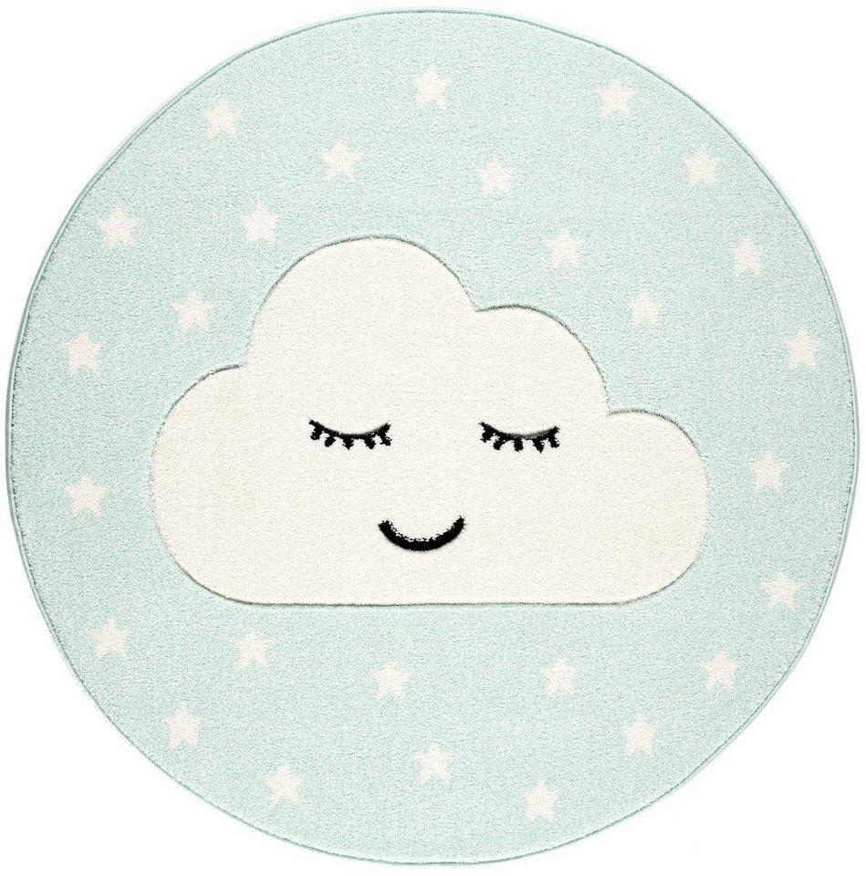 Kinderteppich Smiley Cloud rund, LIVONE Happy Rugs for Kids, rund, Höhe: 16 mm, weicher Flor von LIVONE Happy Rugs for Kids