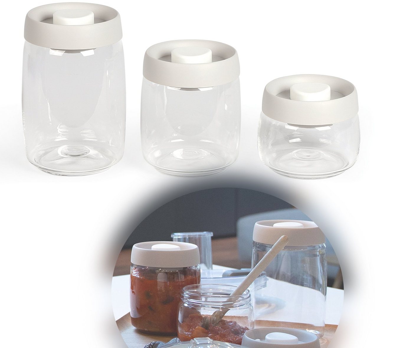 LIVOO Frischhaltedose LIVOO Vorratsgläser Set mit Deckel Glas Frischhaltegläser 3 Stück von LIVOO