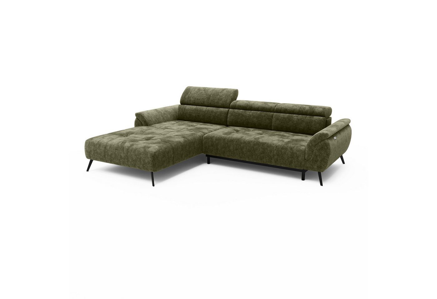 LIVORA Ecksofa, Ecksofa Ottomane rechts Chenille 286x184x79 grün VALENTINA von LIVORA