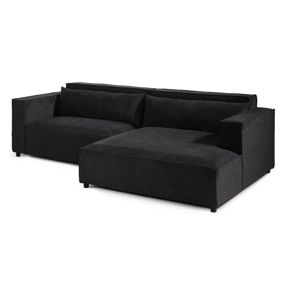 LIVORA Ecksofa FINN, Ecksofa Ottomane rechts Geflechtstoff 266x150x80 anthrazit FINN von LIVORA