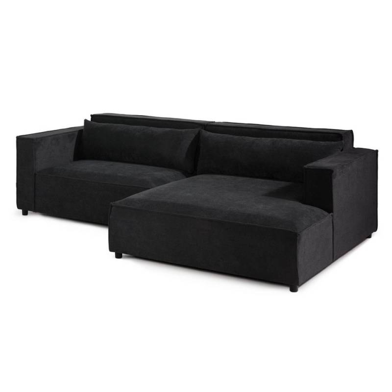LIVORA Ecksofa FINN, Ecksofa Ottomane rechts Geflechtstoff 266x150x80 anthrazit FINN von LIVORA