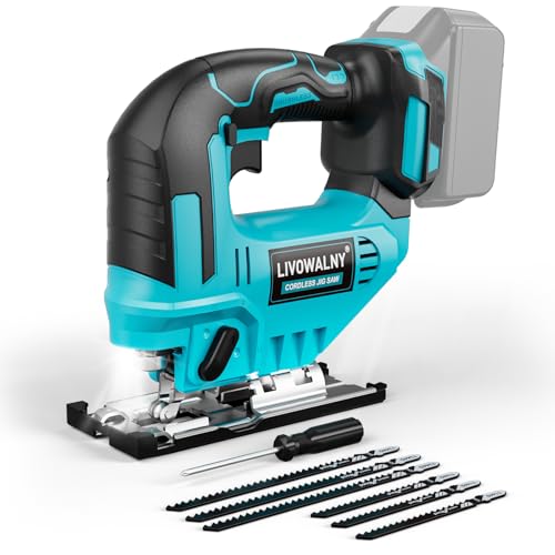 LIVOWALNY Akku Stichsäge kompatibel mit Makita 18V Akku, Pendelhub-Stichsäge mit 6 Sägeblättern, 45° Gehrungsschnitte, variable Geschwindigkeit – für Holz, Metall & Kunststoff (ohne Akku) LIVOWALNY Akku Stichsäge kompatibel mit Makita 18V Akku, Pendelhub-Stichsäge mit 6 Sägeblättern, 45° Gehrungsschnitte, variable Geschwindigkeit – für Holz, Metall & Kunststoff (ohne Akku) von LIVOWALNY