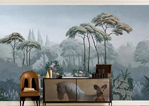 Fototapete 3D Effekt Tapeten Hand Gezeichneter Mittelalterlicher Tropischer Dschungel Wandtapete Wandbild Wand Dekoration von LIWALLPAPER