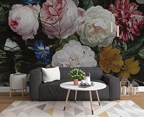 Fototapete 3D Effekt Tapeten Handgezeichnete Rose Blume Wandtapete Wandbild Wand Dekoration von LIWALLPAPER