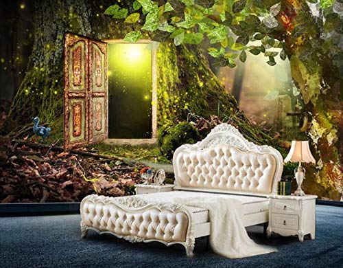 Fototapete 3D Tapete Kinderzimmer Deko Jungfernwald Big Tree Tree House Tapeten Vliestapete Wandbilder Wohnzimmer Schlafzimmer Wanddeko 200cmx140cm von LIWALLPAPER