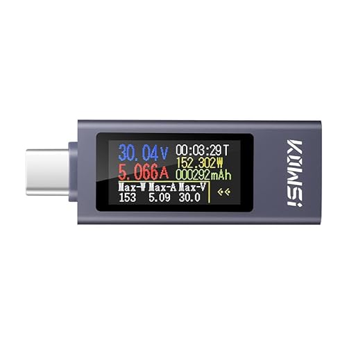 USB C Tester Messgerät Voltmeter USB Multimeter 4-30V 0-12A Typ-C Strommessgerät Anzeige Spannung und Strom Tester PD QC USB Power Meter Kapazität Spannungsprüfer Strommesser USB C Tester Messgerät Voltmeter USB Multimeter 4-30V 0-12A Typ-C Strommessgerät Anzeige Spannung und Strom Tester PD QC USB Power Meter Kapazität Spannungsprüfer Strommesser von LIWEARE