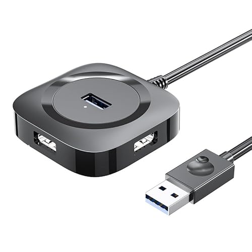 USB Hub 3.0, USB Verteiler Multi USB 4 Ports Splitter für PC, Mac, Surface Pro, Laptop, PS4, 0.2M Lang Verlängerungskabel Mini USB 3.0 Adapter (USB 3.0 schwarz) von LIWEARE